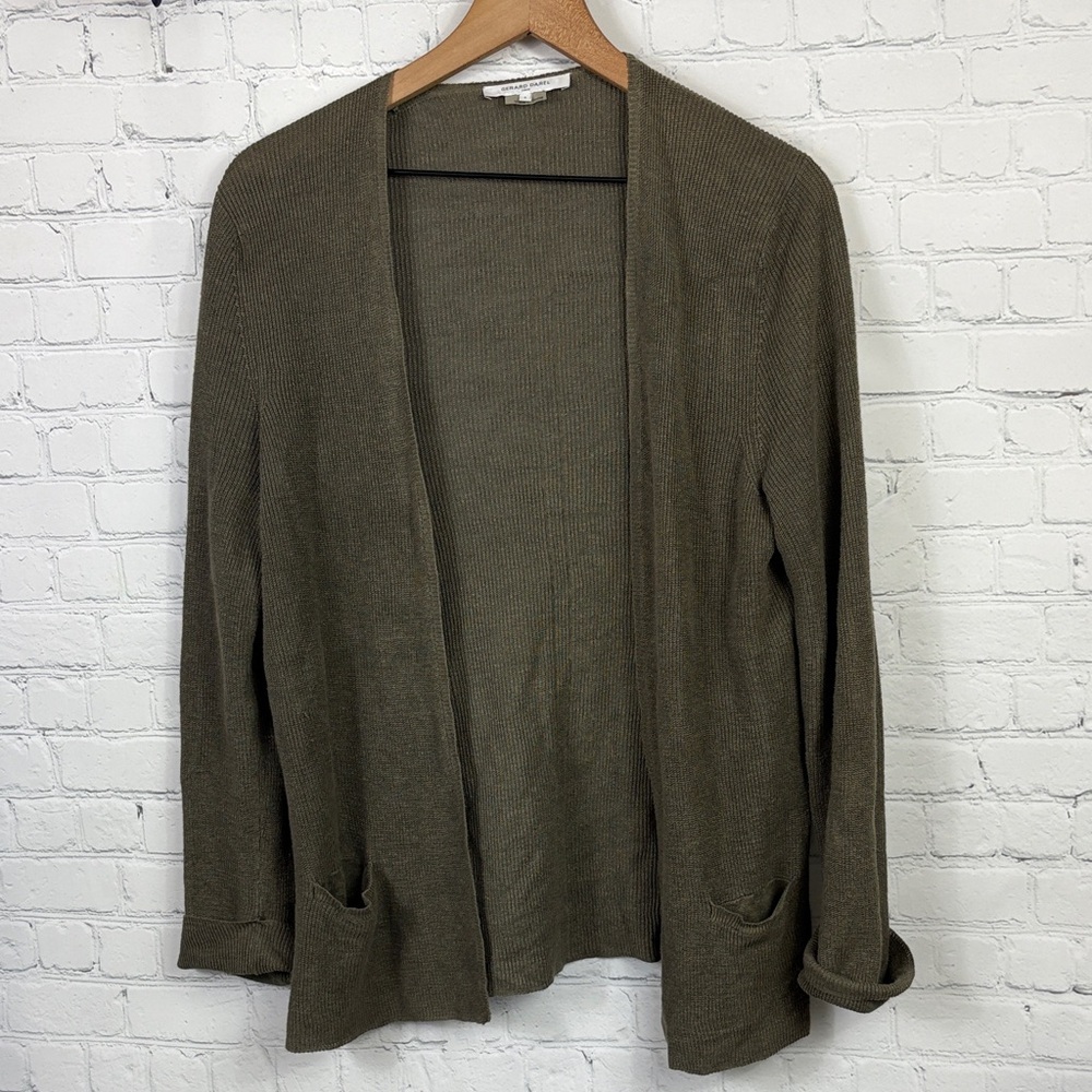 GERARD DAREL Open Front 100% Linen Cardigan Sweater size 3/Large